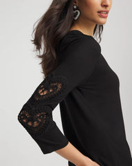 Heart Sleeve Detail Tee Black - Chico's