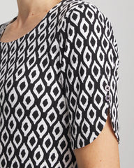 Printed Pima Elbow Sleeve Tee Black - Chico's