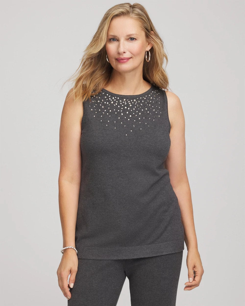 Travelers™ Rhinestone Tank Graphite Gray - Chico's