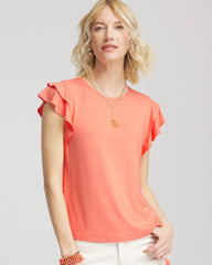 Touch of Cool™ Flutter Sleeve Tee Sunset Peach - Chico's