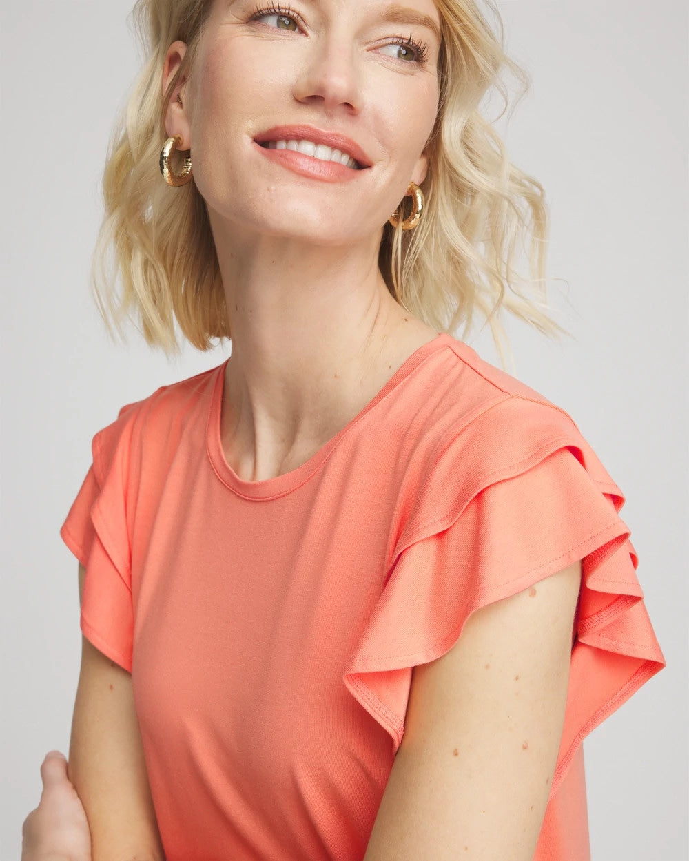 Touch of Cool™ Flutter Sleeve Tee Sunset Peach - Chico's