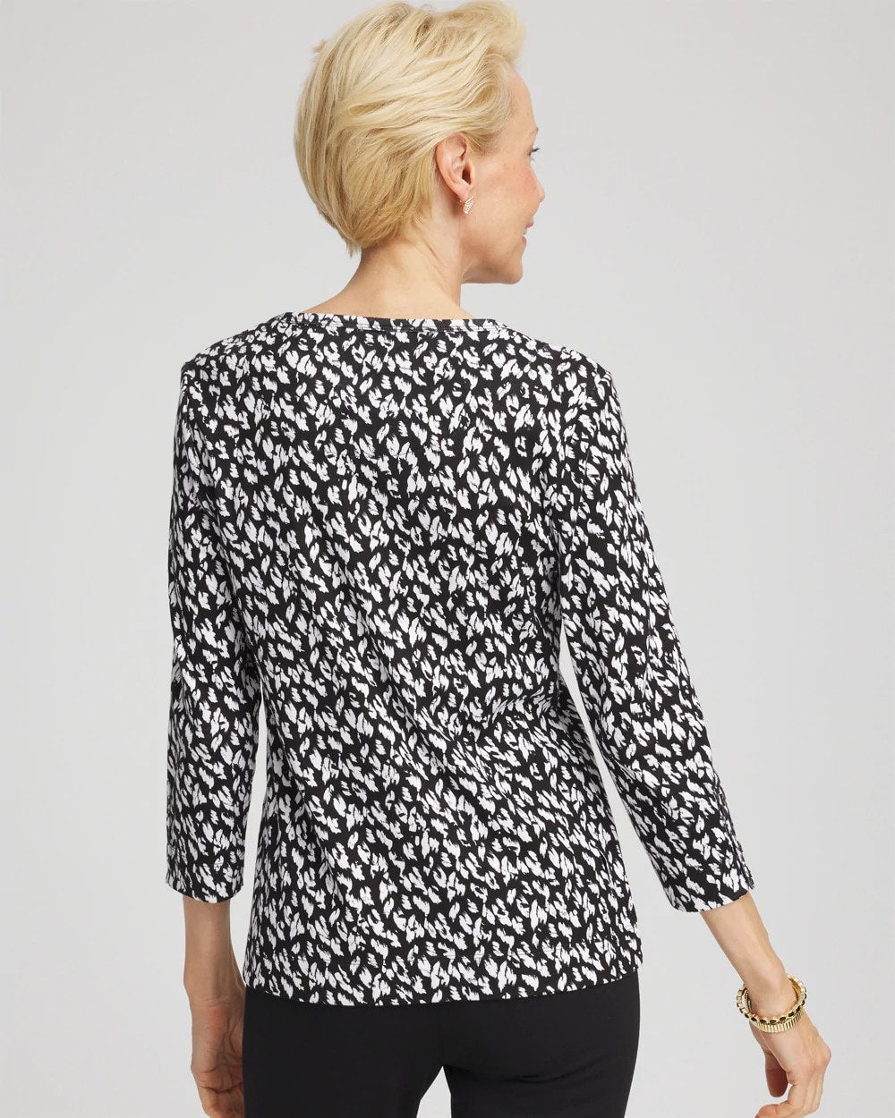 Pima Crewneck Button Tee Black - Chico's