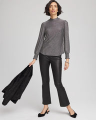 Sparkle Smocked Top Silver Glitter - Chico's