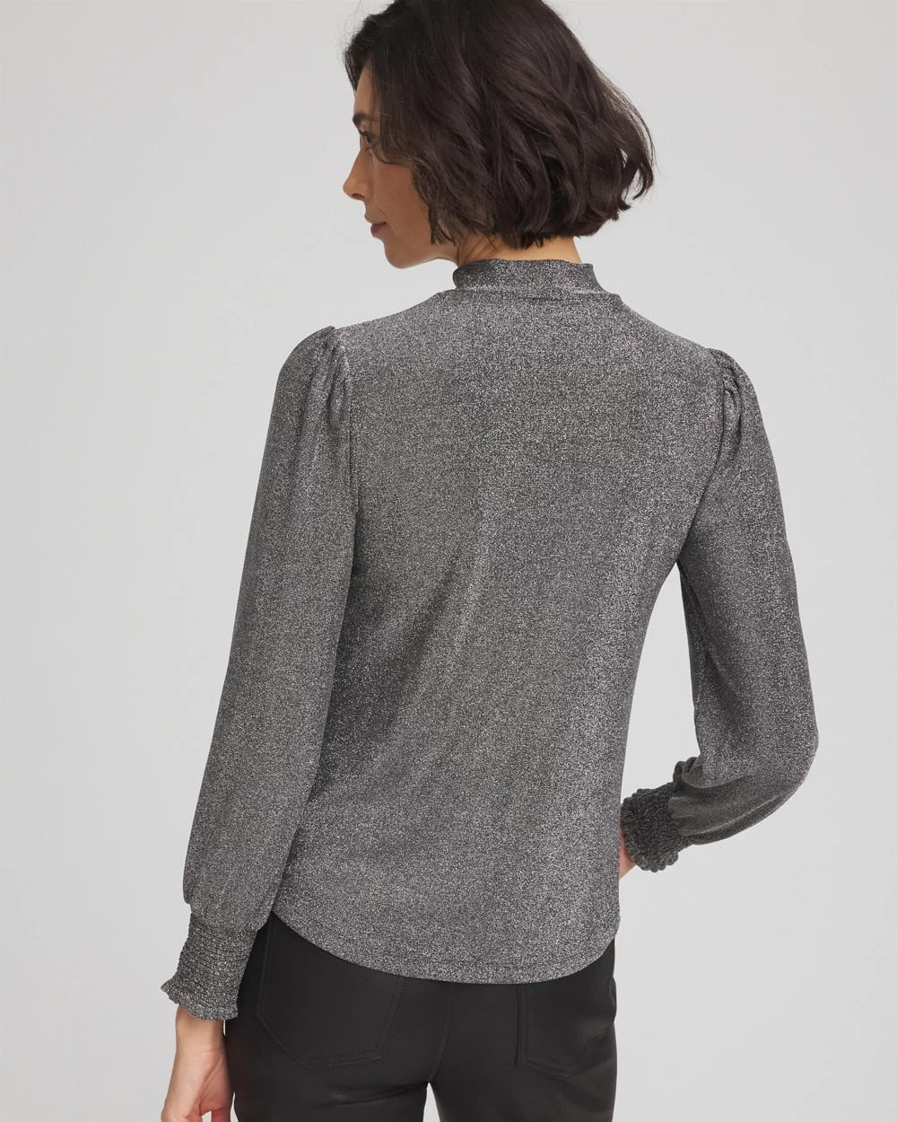 Sparkle Smocked Top Silver Glitter - Chico's