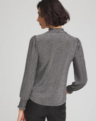 Sparkle Smocked Top Silver Glitter - Chico's