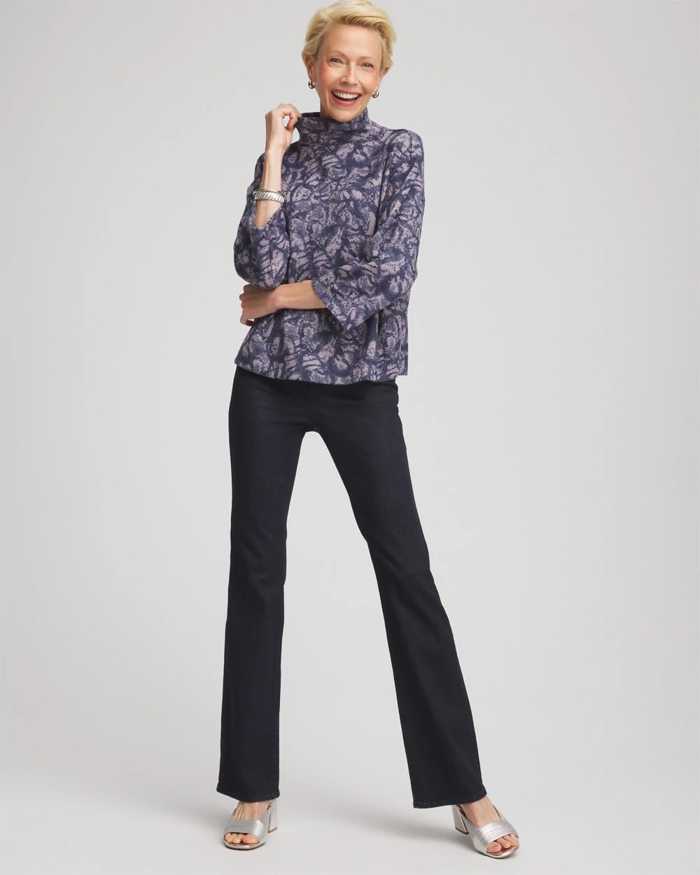Animal Cozy Turtleneck Indigo Sky - Chico's