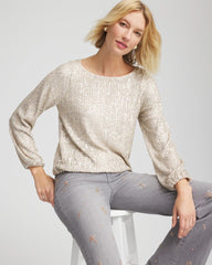Drizzled Sequins Bubble-Hem Top Champagne Fizz - Chico's