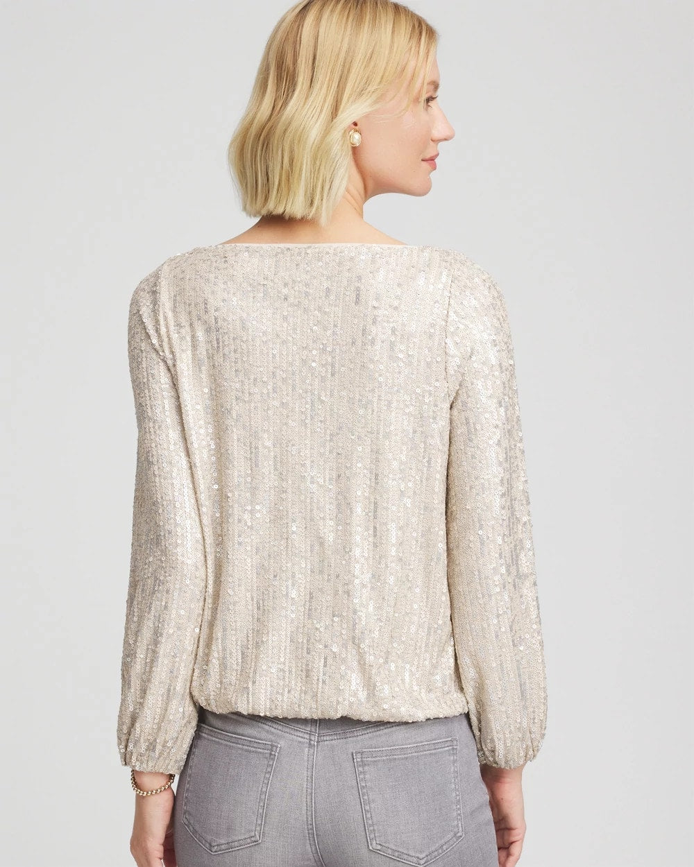 Drizzled Sequins Bubble-Hem Top Champagne Fizz - Chico's