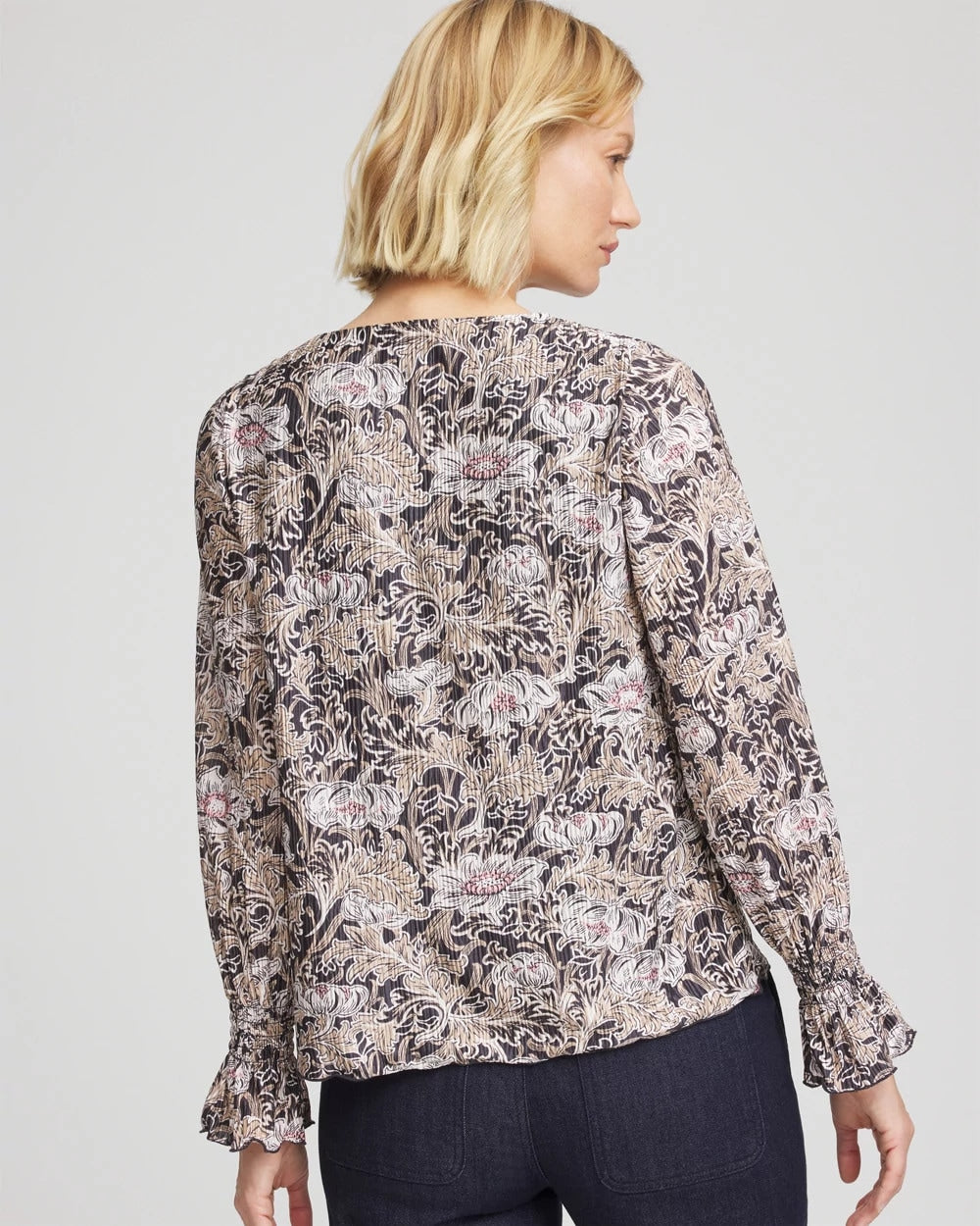 Bloom Crinkle Bodre Top Graphite Gray - Chico's