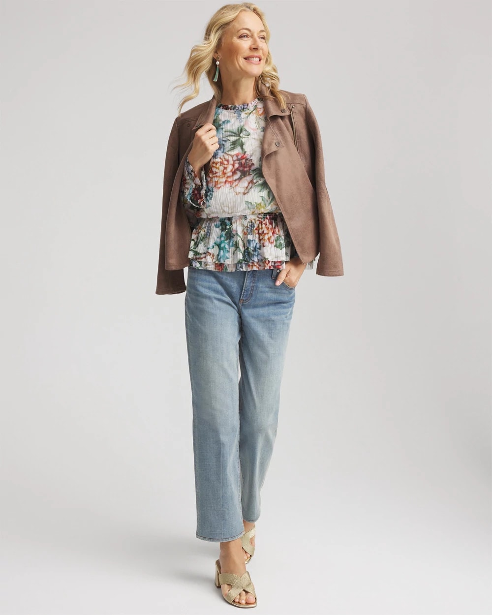 Rose Print Crinkle Top Ecru - Chico's