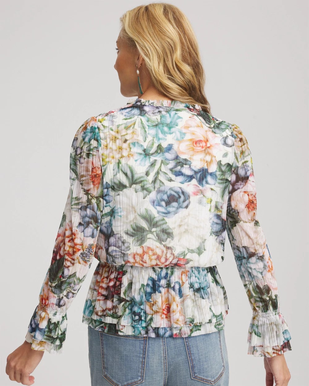 Rose Print Crinkle Top Ecru - Chico's