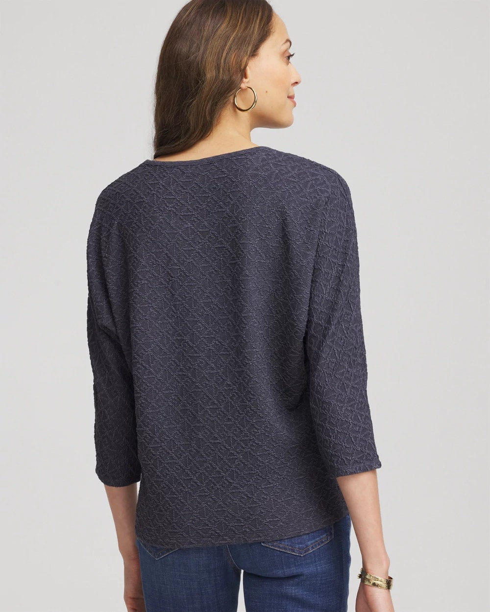 Textured Denim-Motif Tapered-Hem Top Denim - Chico's