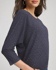 Textured Denim-Motif Tapered-Hem Top Denim - Chico's