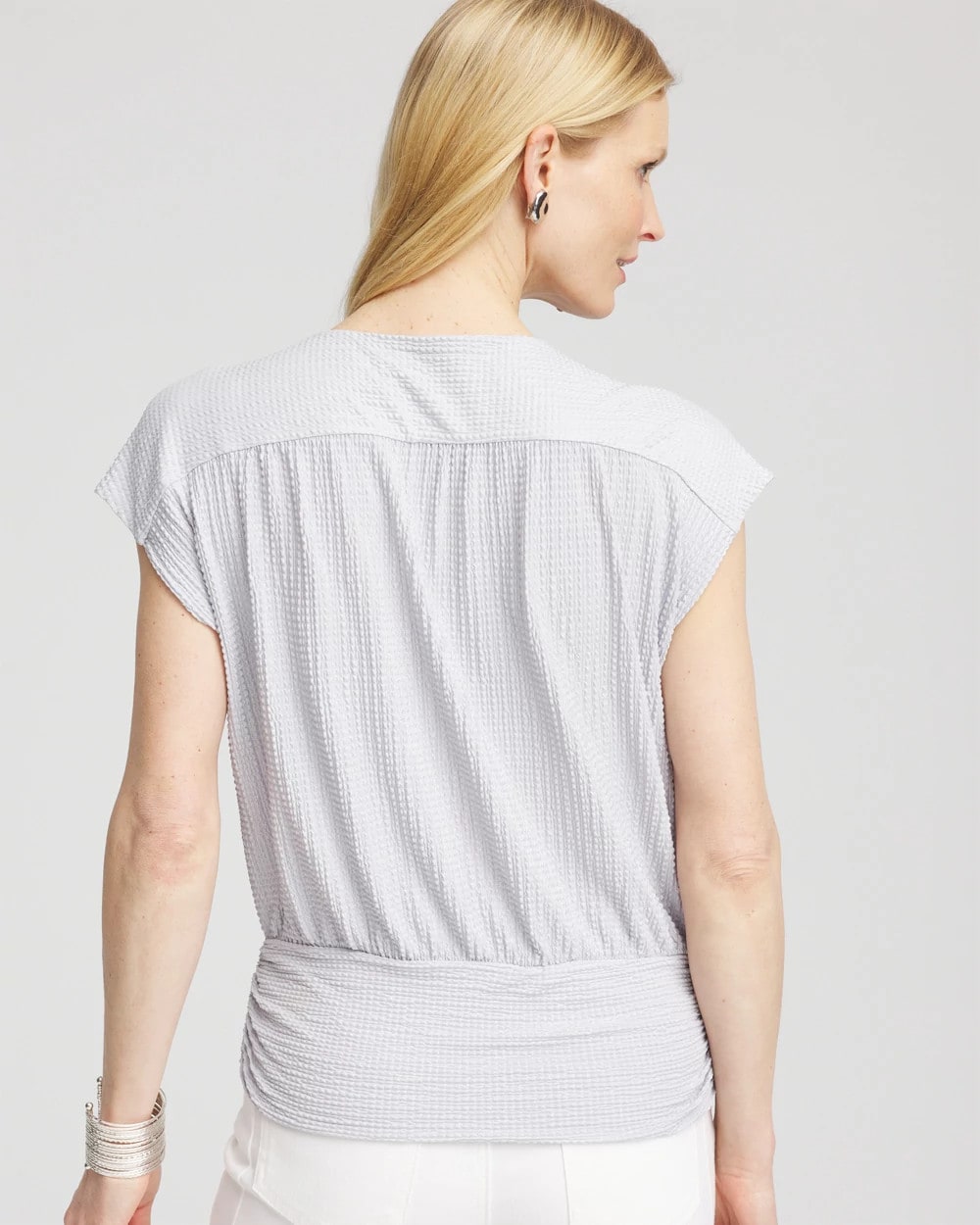Foiled Knit Banded Bottom Top Dove Gray - Chico's