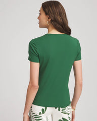 Jersey Knit Ruched Front Tee Palm Leaf - Chico's