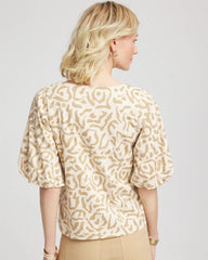 Animal Print Bubble Sleeve Top Glistening Sand - Chico's