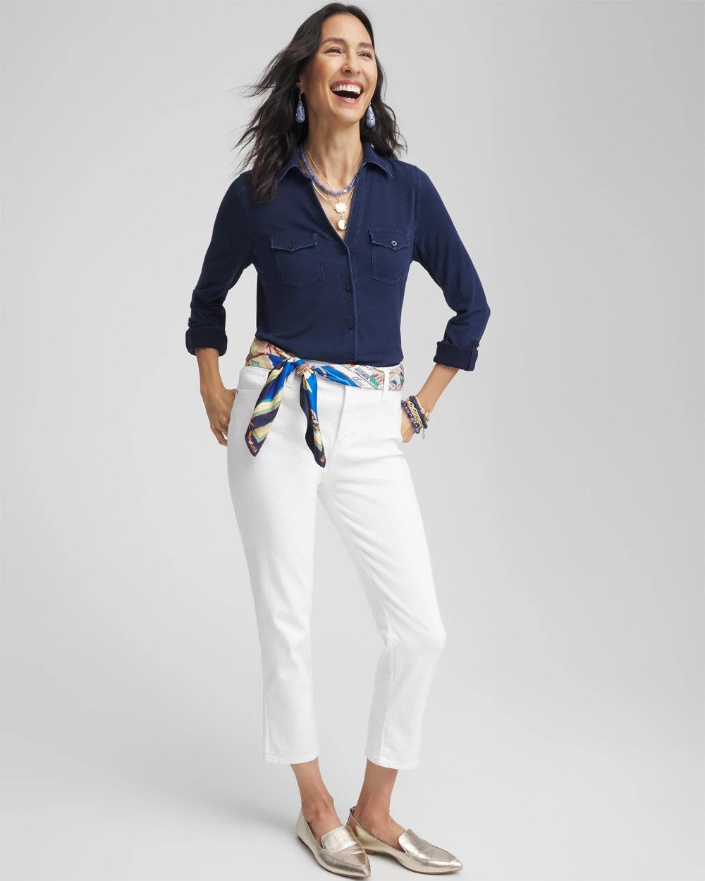 Collared Henley Top Riviera Authentic - Chico's