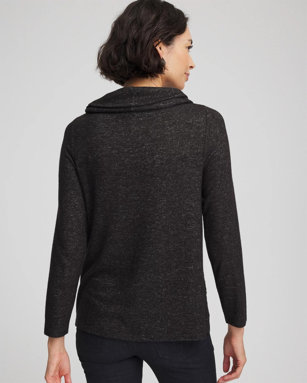 Lace Hem Cowlneck Top Black - Chico's