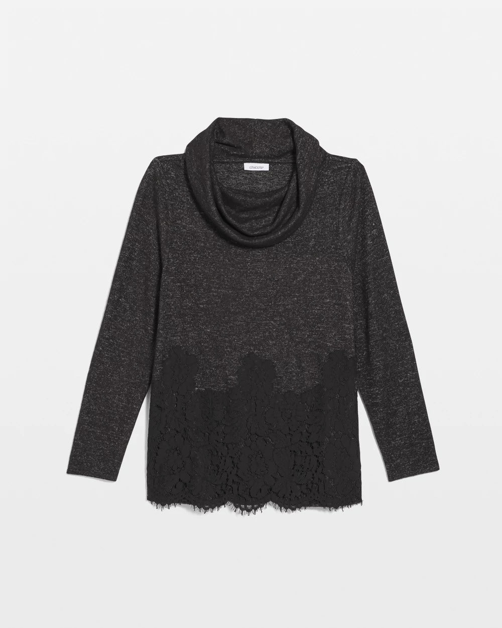 Lace Hem Cowlneck Top Black - Chico's