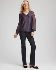 Foiled Bodre Top Purple Elixir - Chico's