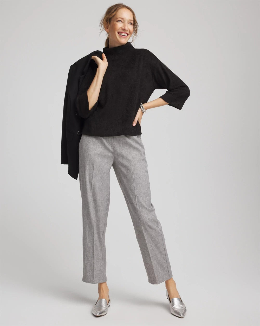 Jacquard Cozy Turtleneck Black - Chico's