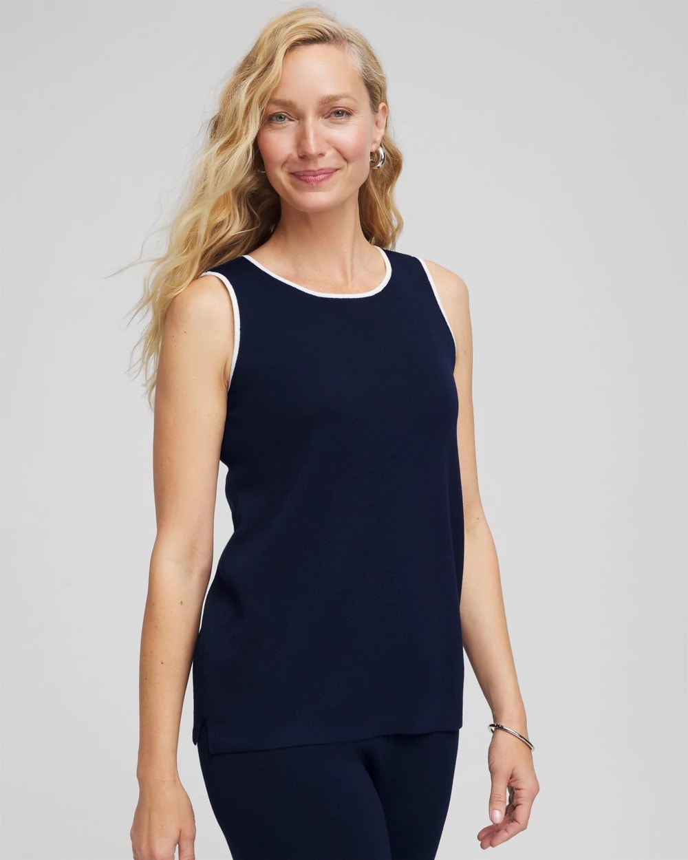 Travelers™ Tipped Sweater Shell Tank Travelers India Ink - Chico's