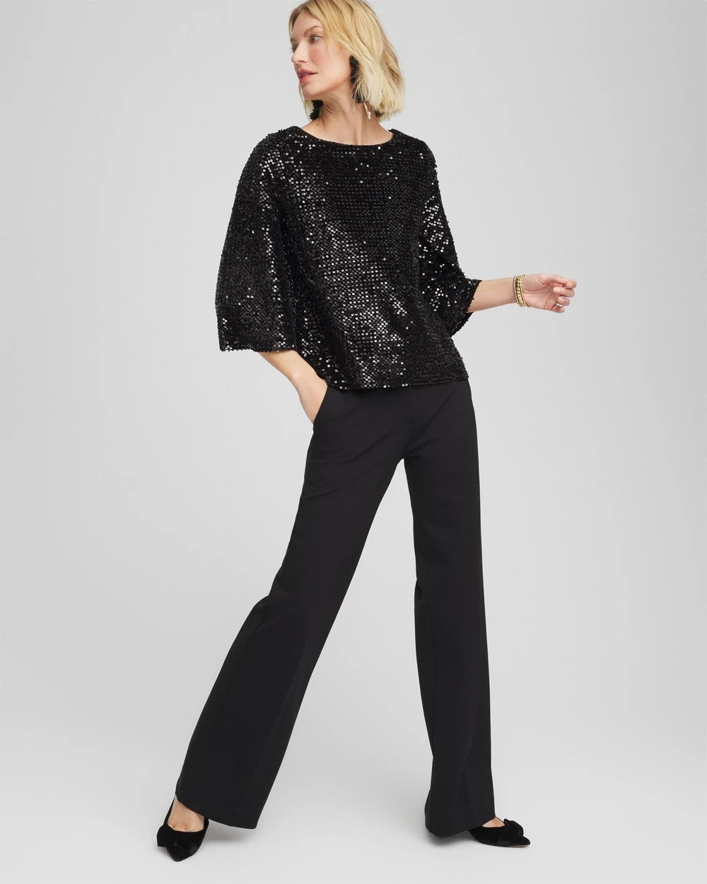 Sparkling Sequin Party Tee Black - Chico's