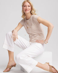 Neutral Striped Cap Sleeve Dolman Tee Cafe Aroma - Chico's