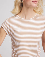 Neutral Striped Cap Sleeve Dolman Tee Cafe Aroma - Chico's