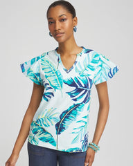 Notch Neck Cap Sleeve Tee Paradiso Blue - Chico's