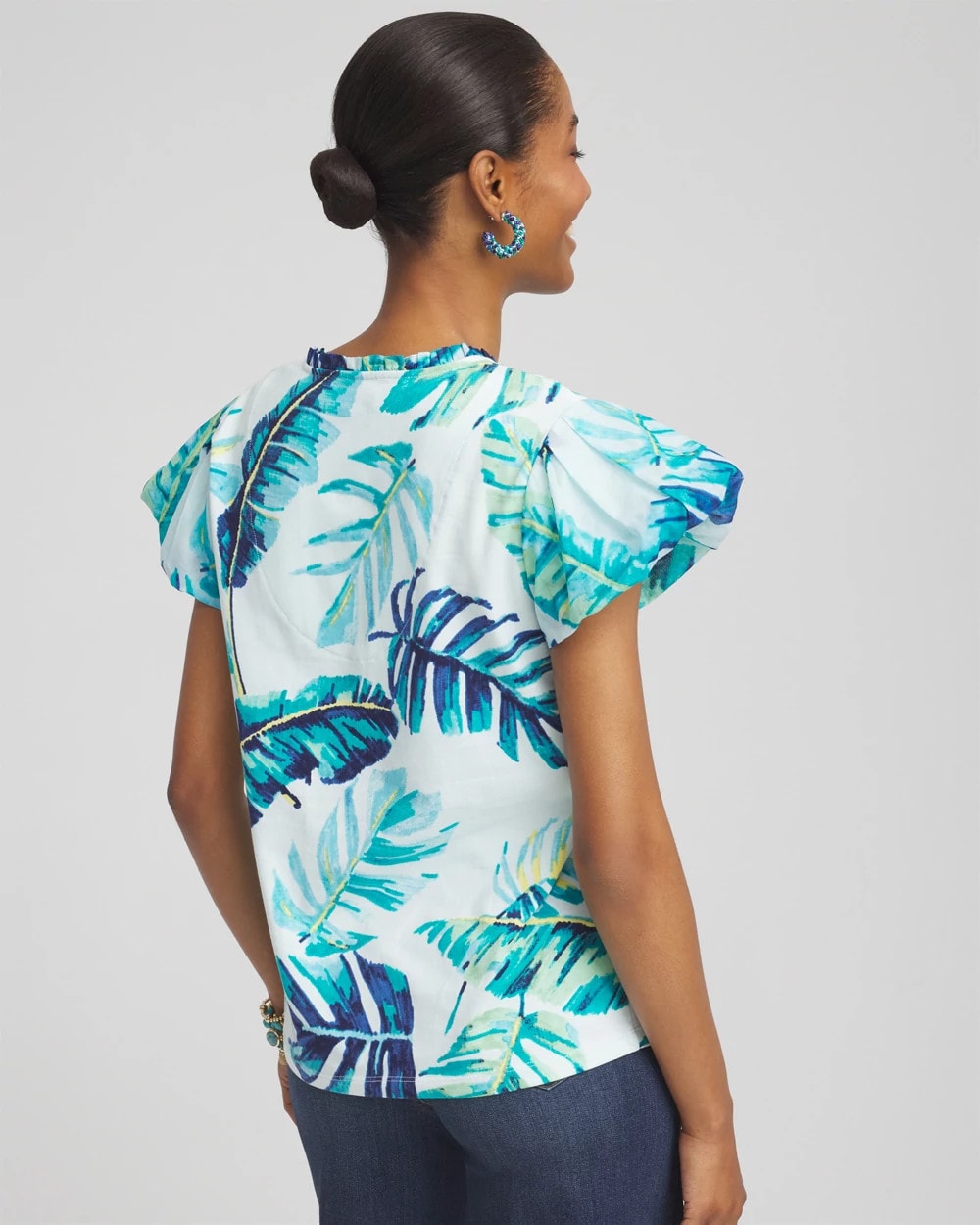 Notch Neck Cap Sleeve Tee Paradiso Blue - Chico's