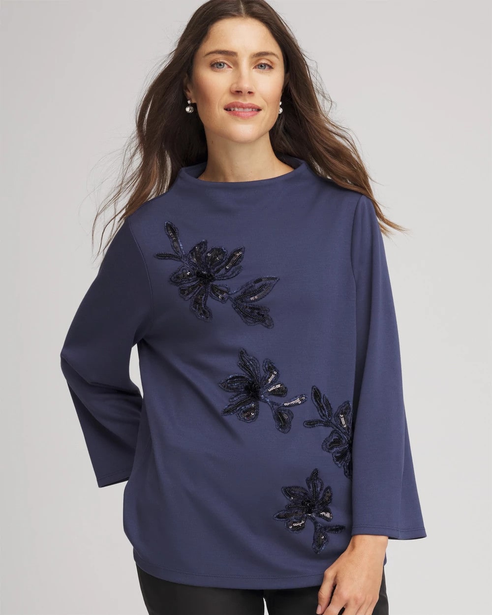 Embellished Structured Top Indigo Sky - Chico's