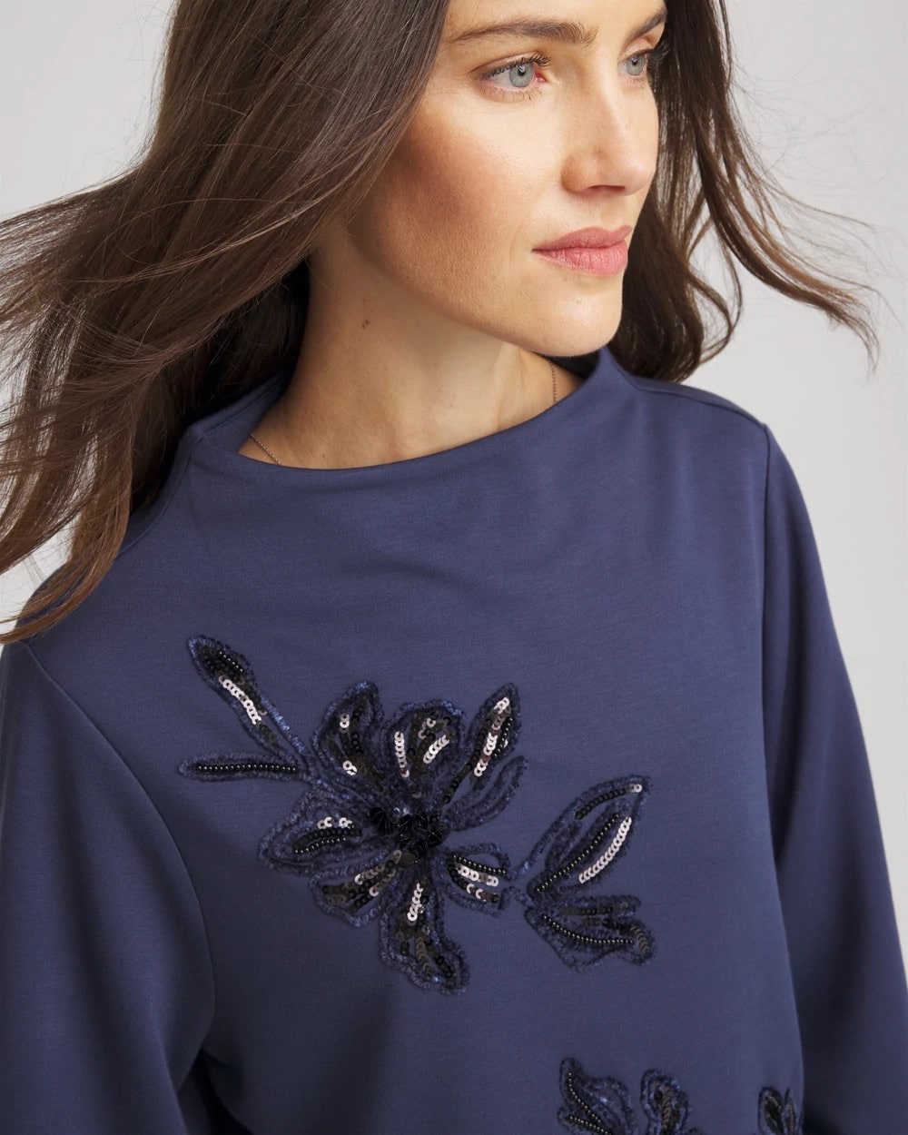 Embellished Structured Top Indigo Sky - Chico's