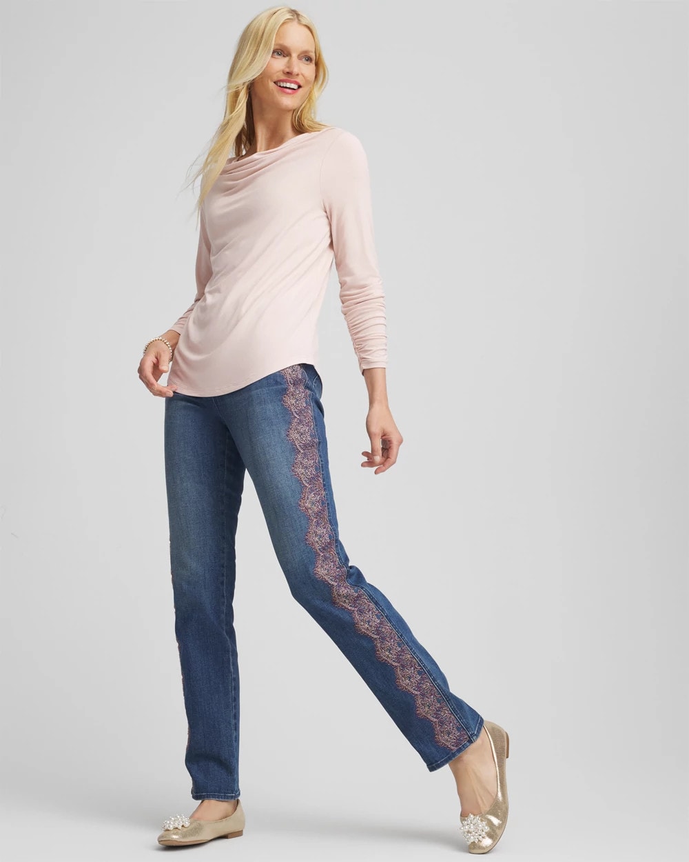 Cowlneck Long-Sleeved Tee Rose Smoke - Chico's