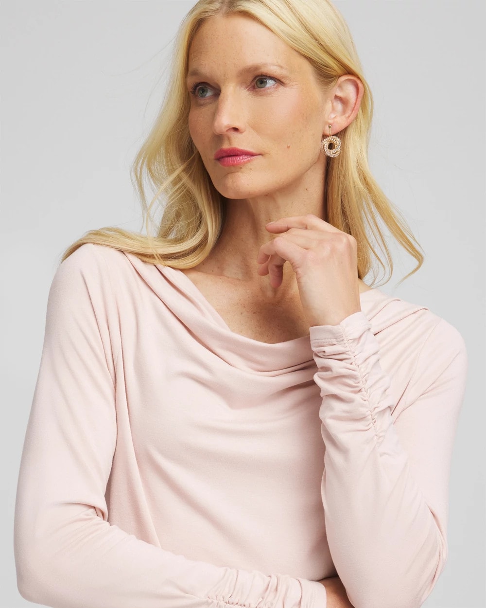 Cowlneck Long-Sleeved Tee Rose Smoke - Chico's