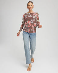 Textured Banded-Hem Top Dried Mushroom - Chico's
