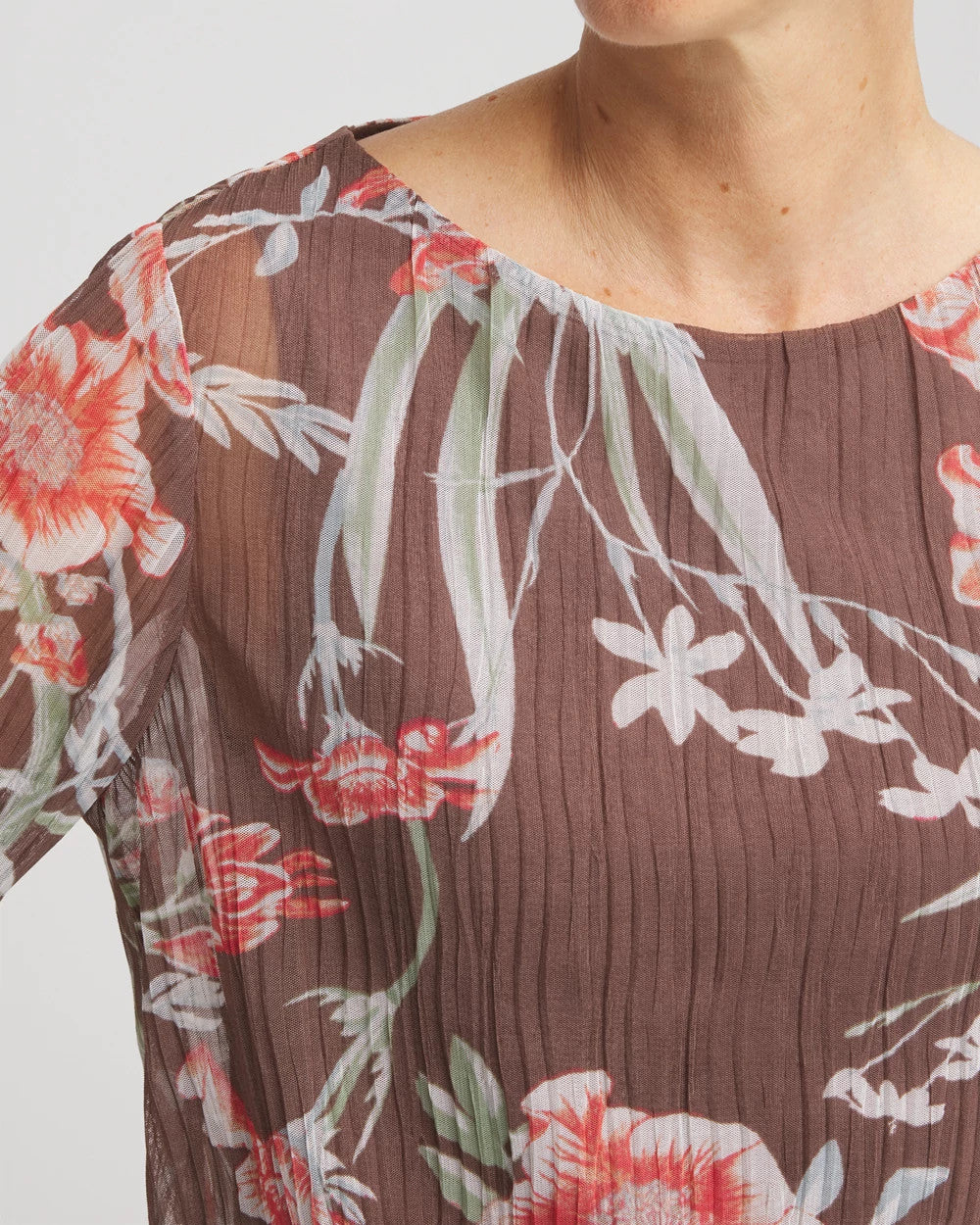 Textured Banded-Hem Top Dried Mushroom - Chico's