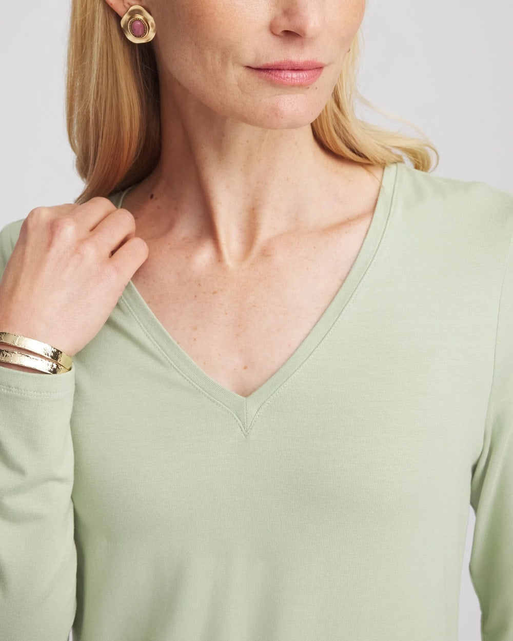 Touch of Cool™ V-Neck Layering Tee Sage Meadow - Chico's