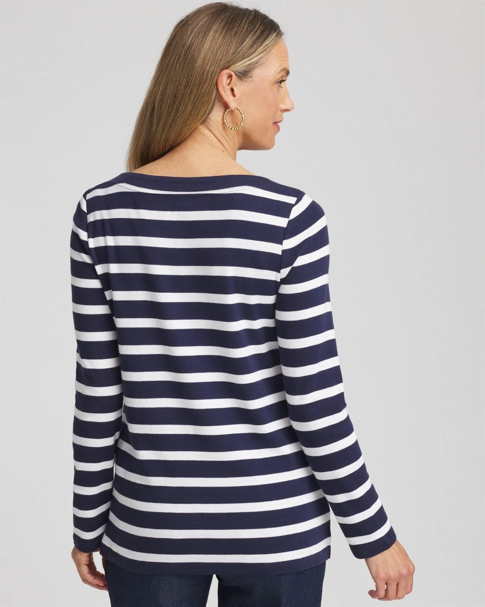 Stretch Cotton Boatneck Tunic Passport Blue - Chico's
