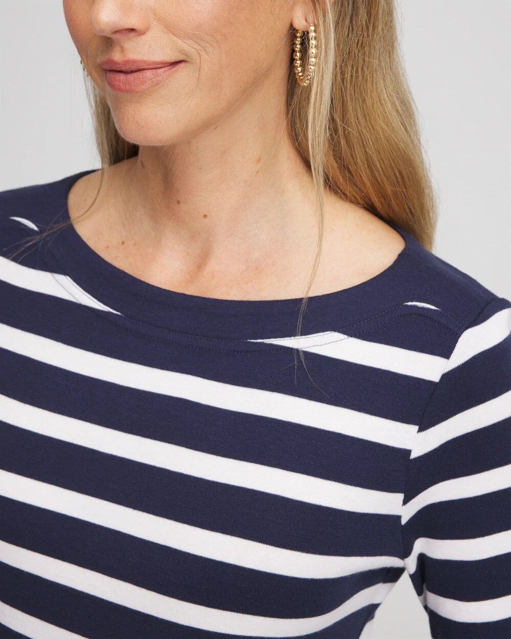Stretch Cotton Boatneck Tunic Passport Blue - Chico's