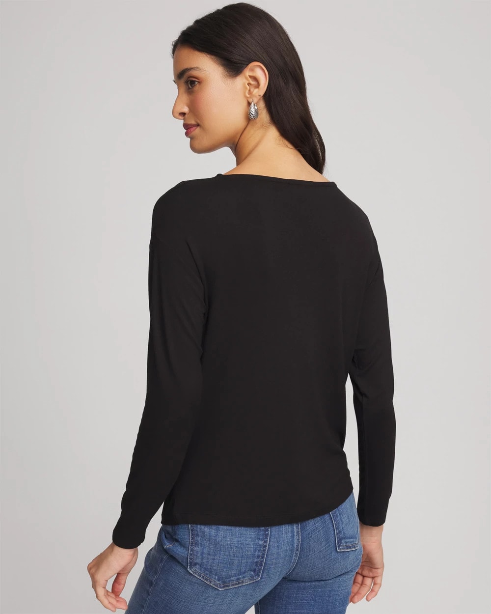Embellished Cowlneck Dolman Tee Black - Chico's
