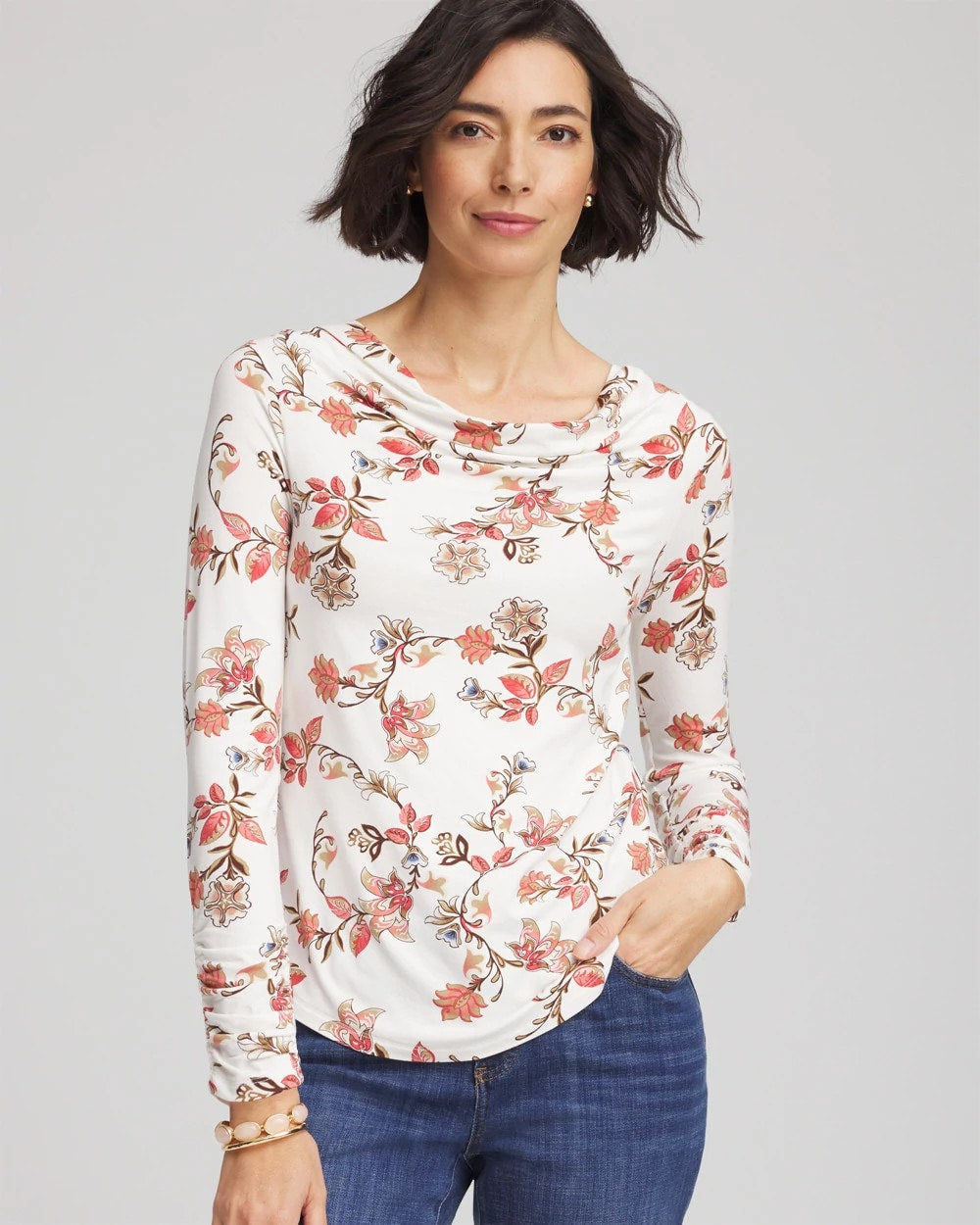 Touch of Cool™ Long-Sleeved Cowlneck Tee Ecru - Chico's