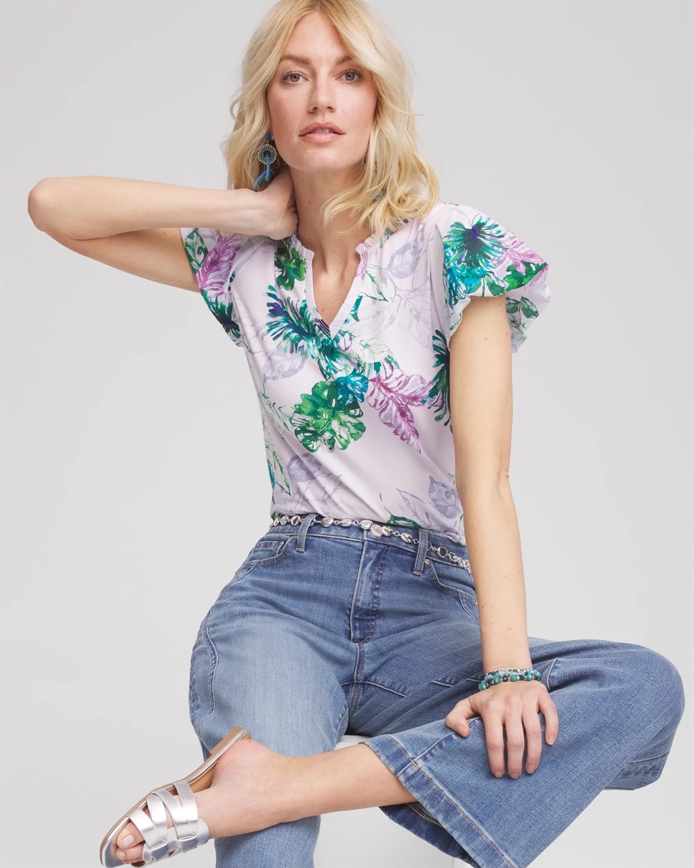 Notch Neck Cap Sleeve Tee Gentle Lavender - Chico's