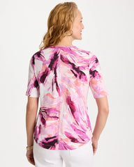 Printed Double V-Neck Slub Rib Tee Ecru - Chico's