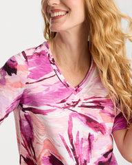 Printed Double V-Neck Slub Rib Tee Ecru - Chico's