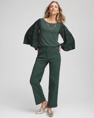 Touch of Cool™ Burnout Angel-Sleeved Top Darkest Spruce - Chico's