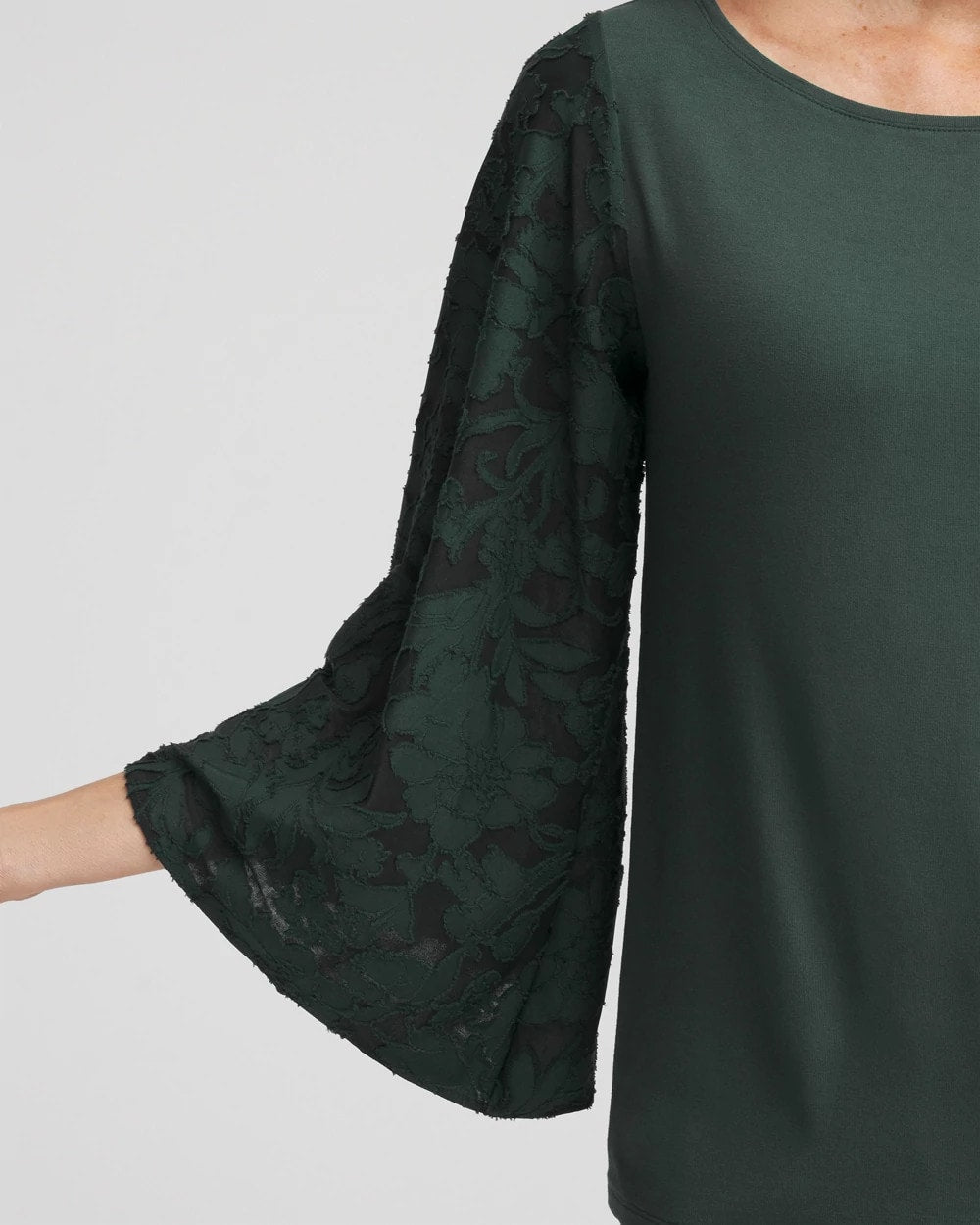Touch of Cool™ Burnout Angel-Sleeved Top Darkest Spruce - Chico's