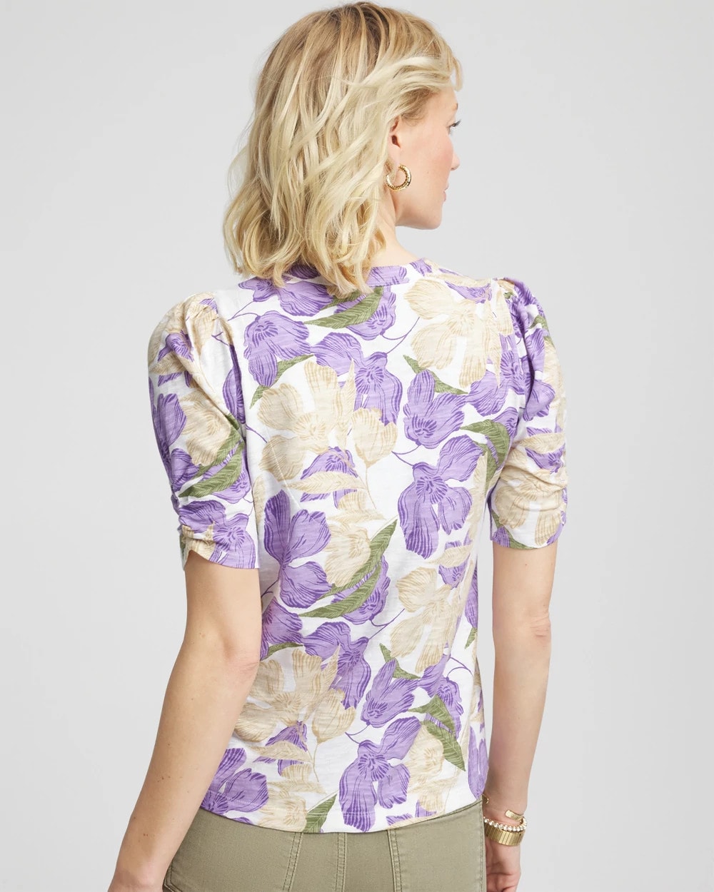 Floral Slub Henley Tee Alabaster - Chico's