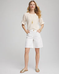 Textured Roll Cuff Tee Glistening Sand - Chico's