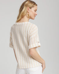 Textured Roll Cuff Tee Glistening Sand - Chico's